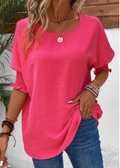 Hot Pink Smocked Half Sleeve T Shirt | thumb picture 