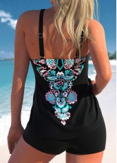 Criss Cross Paisley Print Black Tankini Top-No Bottom | picture 2