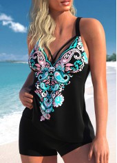 Criss Cross Paisley Print Black Tankini Top-No Bottom | picture 3