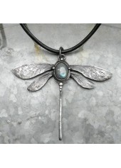 Silver Dragonfly Design Retro Alloy Necklace