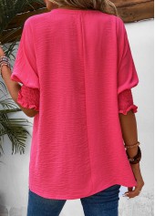 Hot Pink Smocked Half Sleeve T Shirt | thumb picture 