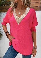 Hot Pink Smocked Half Sleeve T Shirt | thumb picture 