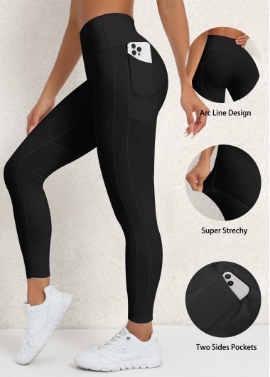 Modlily Skinny Black Pocket Elastic Waist Yoga Legging - 2XL