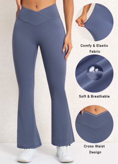 Modlily Blue Skinny Elastic Waist Mid Waisted Yoga Legging - L