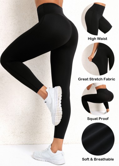 Modlily Black Skinny Elastic Waist High Waisted Yoga Legging - M