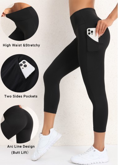 Modlily Black Pocket Skinny Elastic Waist Yoga Legging - M