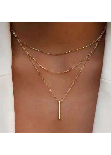 women clothes image of Gold Alloy Chain Design Layered Necklace