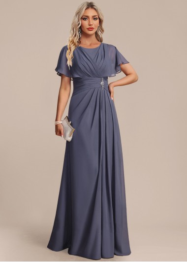Modlily Dusty Blue Breathable Short Sleeve Maxi Dress - S