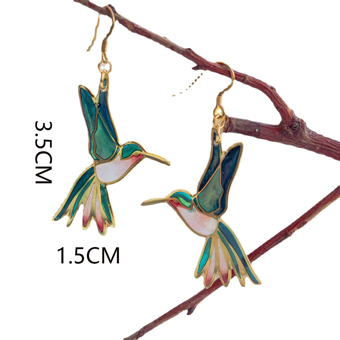 Cyan Birds Design Polyresin Material Earrings