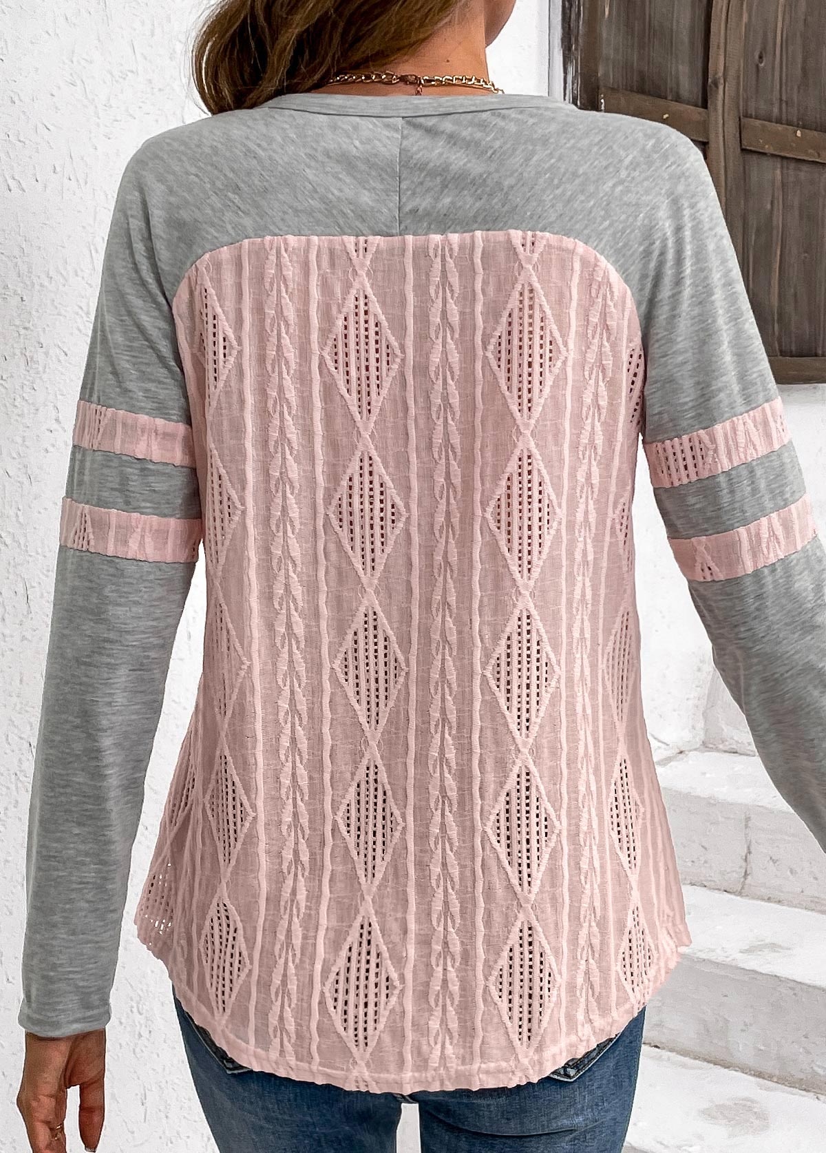 Light Pink Twisted Long Sleeve T Shirt