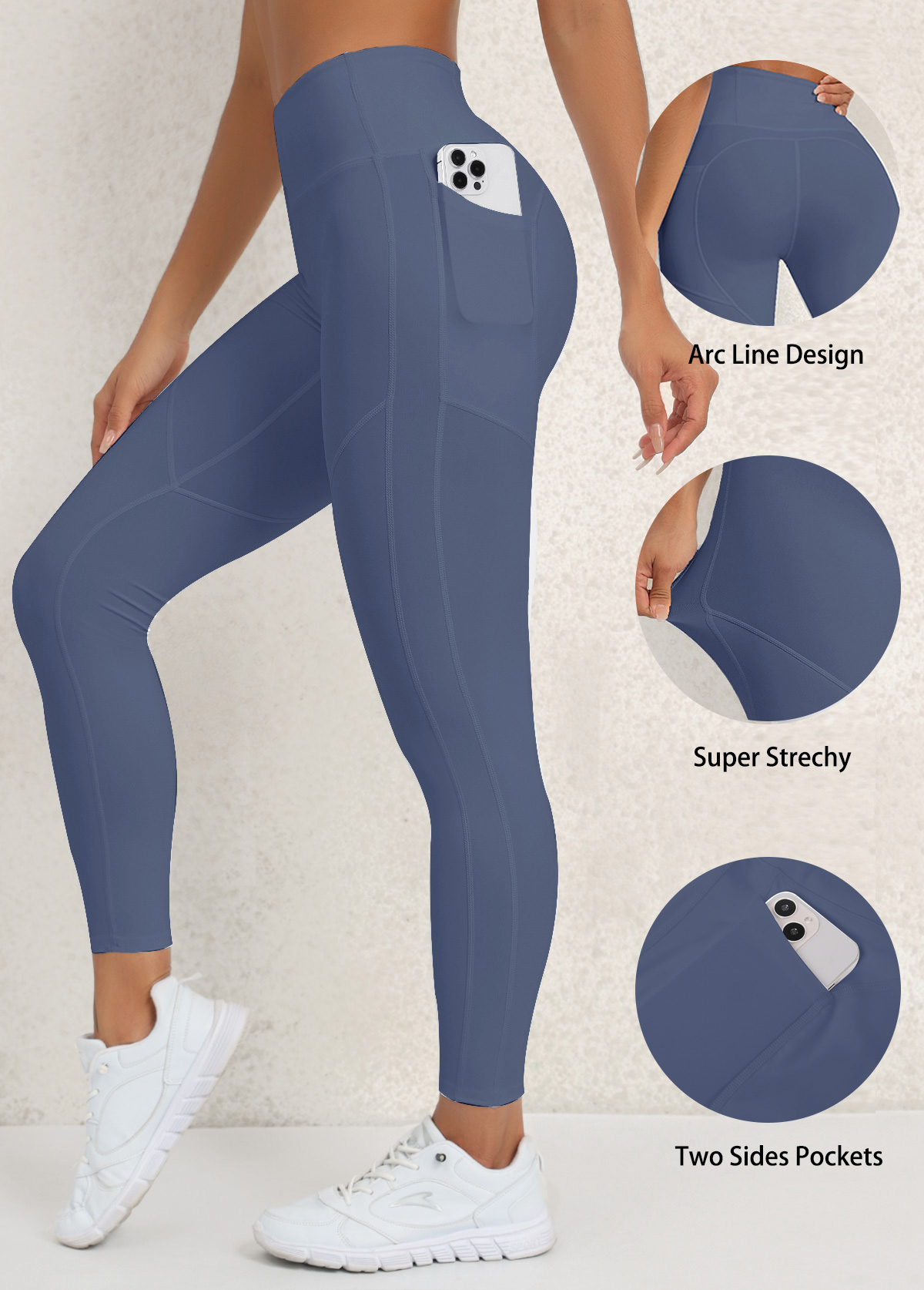 Navy Pocket Skinny Elastic Waist Yoga Legging