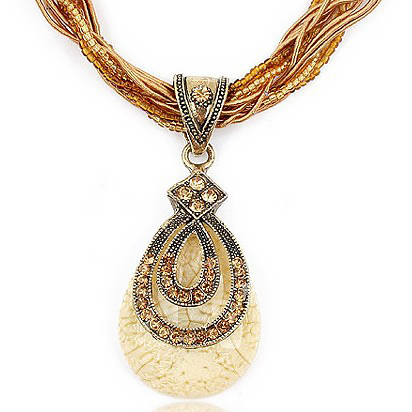 Alloy Detail Golden Oval Design Necklace