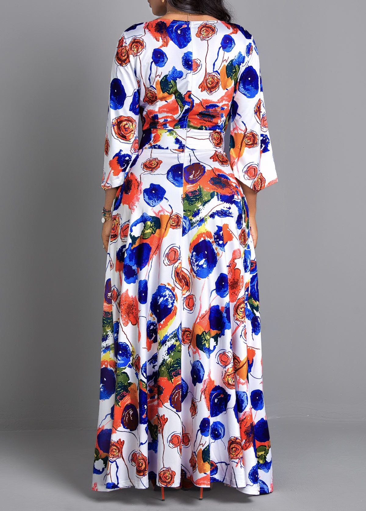 Multi Color Pocket Floral Print Maxi Dress