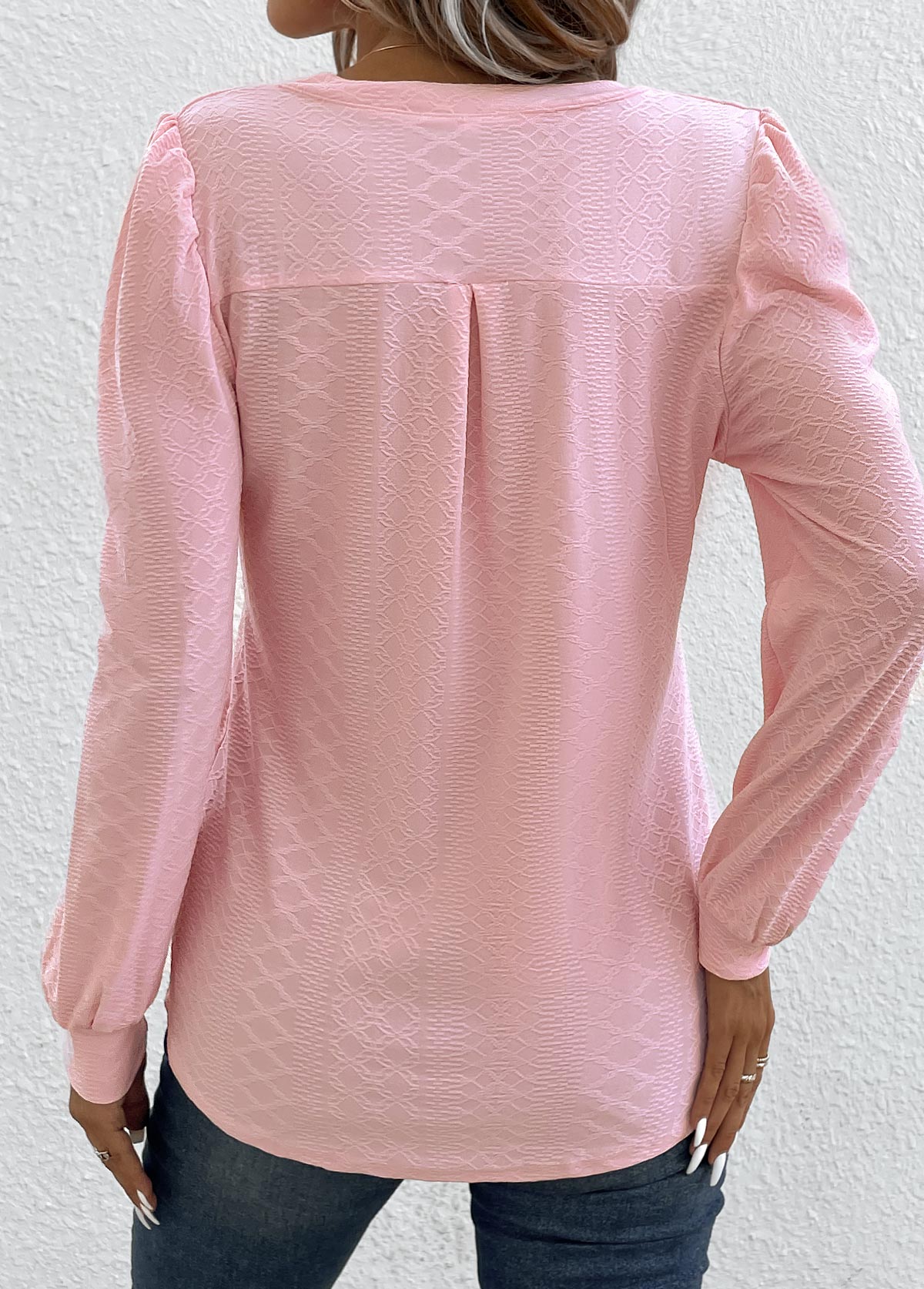 Light Pink Ruched Long Sleeve T Shirt