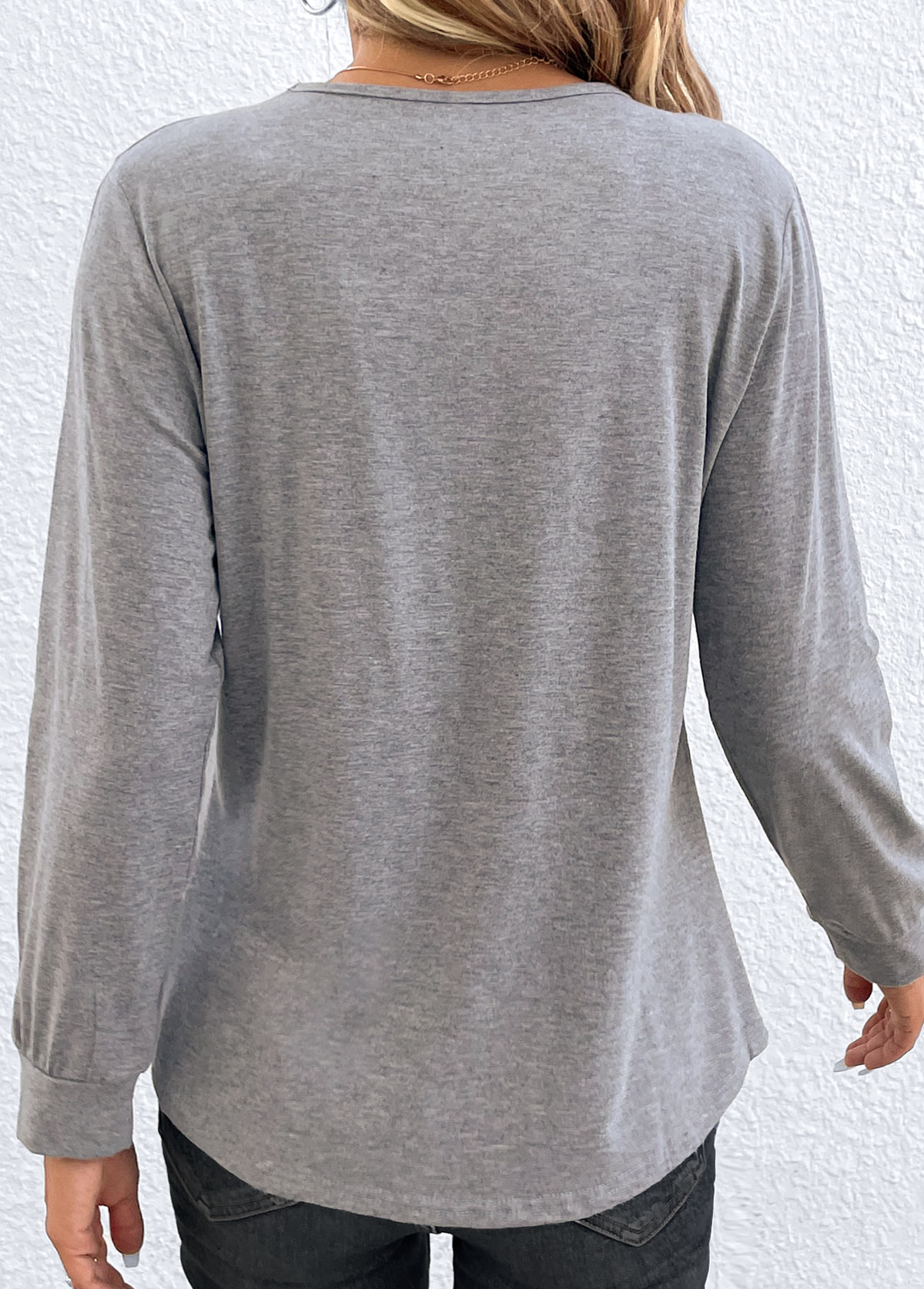 Light Grey Ruched Long Sleeve T Shirt