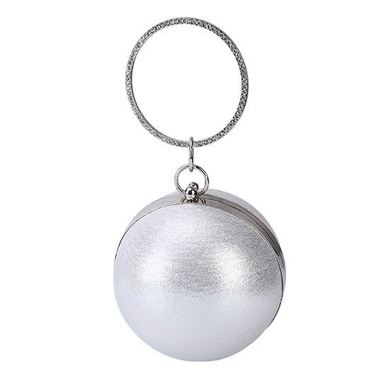 Silvery White Clasp Pearl Design Hand Bag