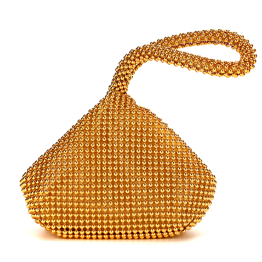 Polyester Gold Zip Rhinestone Hand Bag