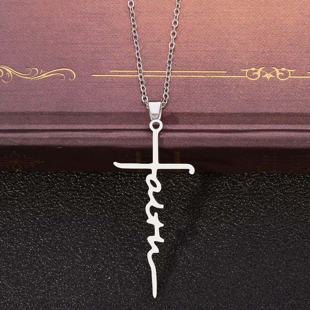 Silver Metal Cross Design Alloy Necklace