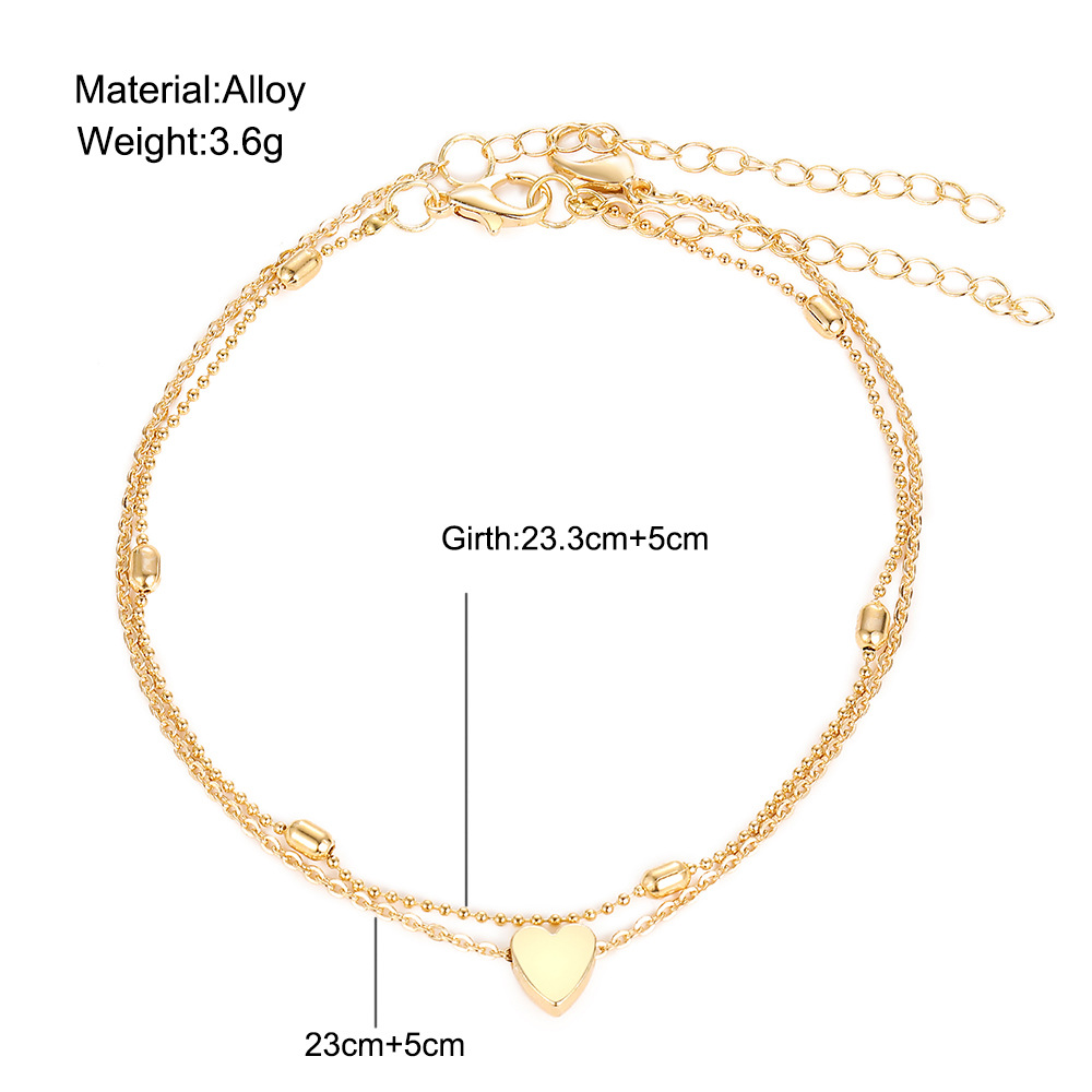 Gold Heart Design Layered Detail Anklet