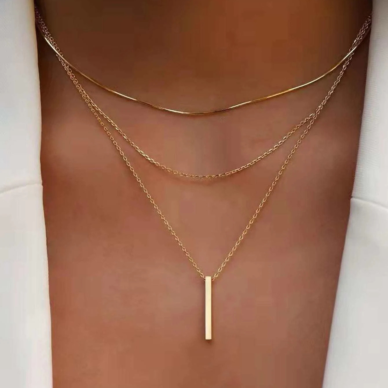 Gold Alloy Chain Design Layered Necklace | picture 