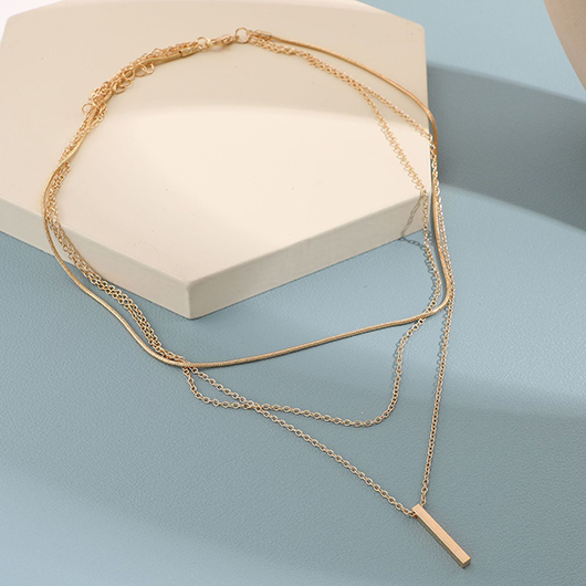 Gold Alloy Chain Design Layered Necklace | picture 
