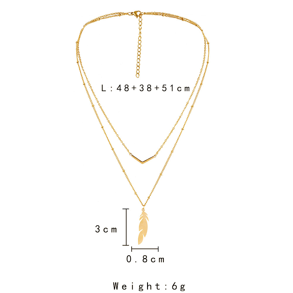 Gold Leaf Stainless Steel Layered Necklace | picture 