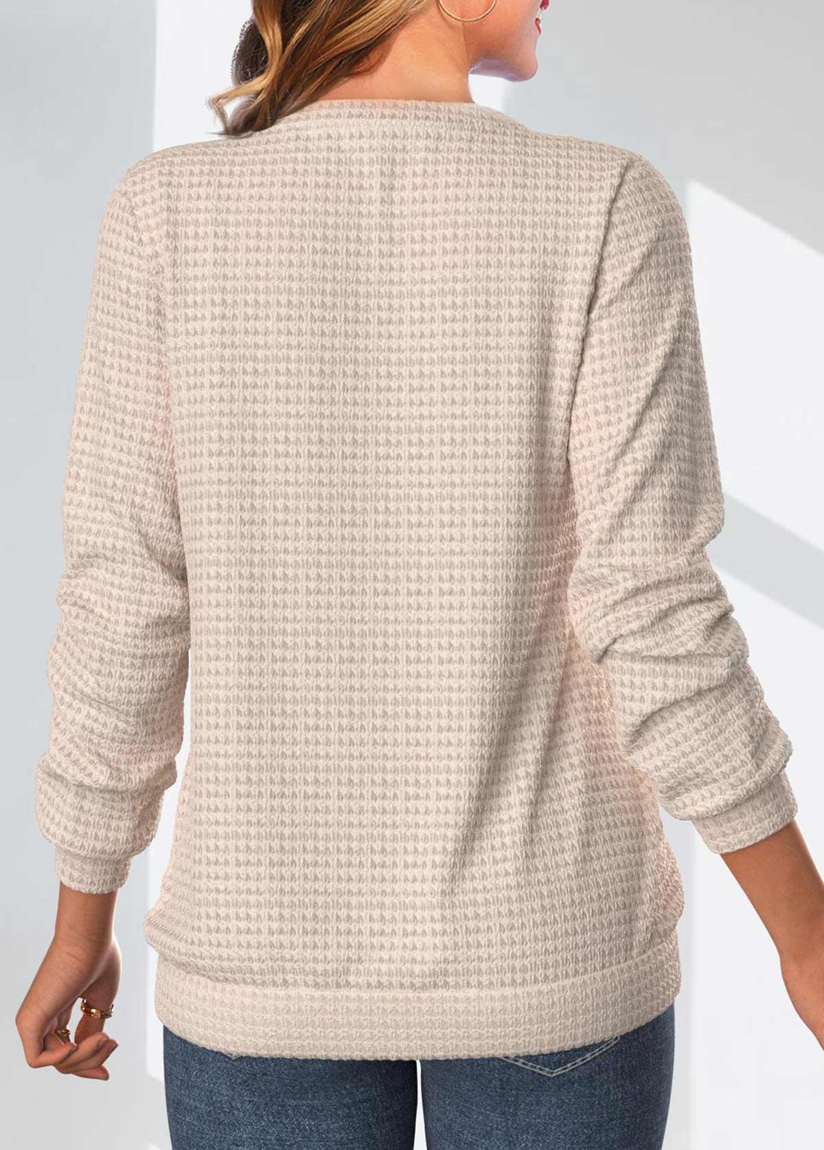 Light Camel Patchwork Leopard Long Sleeve Sweatshirt | picture 