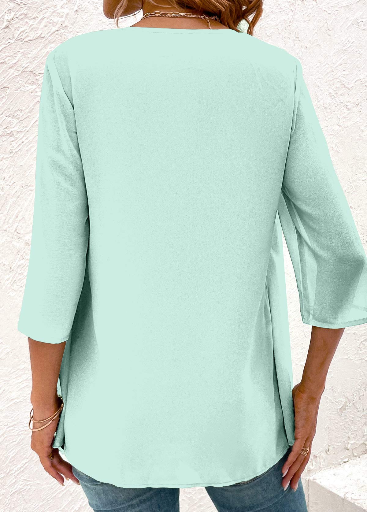 Plus Size Mint Green Fake 2in1 Blouse | picture 