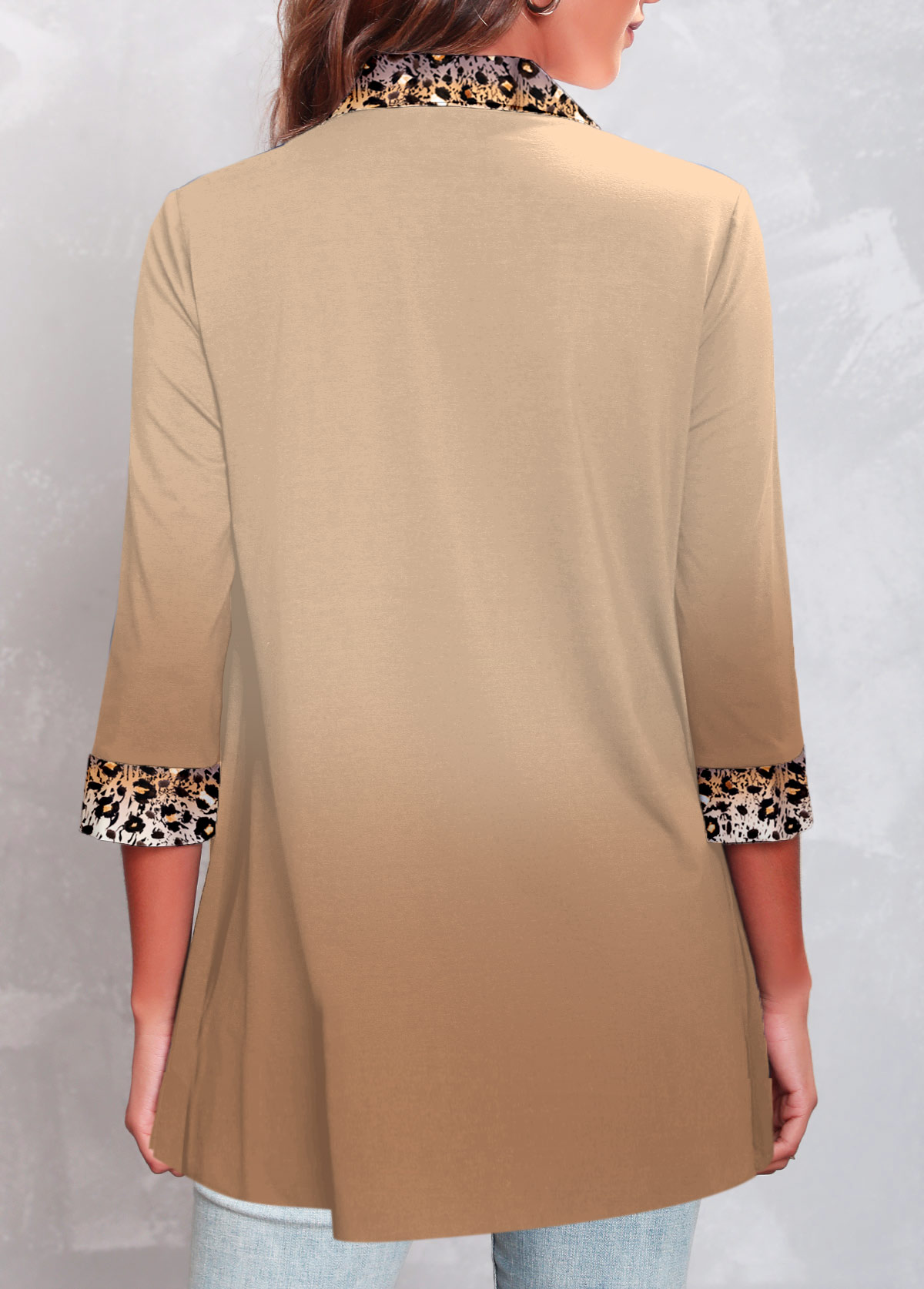 Light Camel Fake 2in1 Leopard Blouse | picture 
