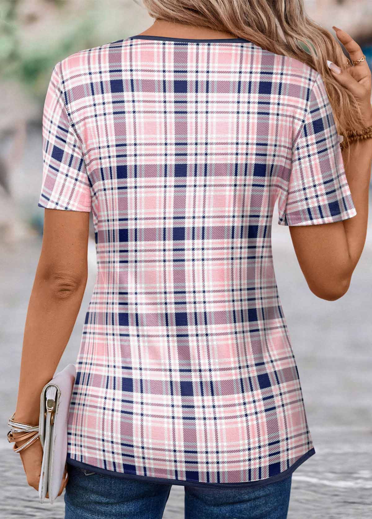 Multi Color Fake 2in1 Plaid T Shirt