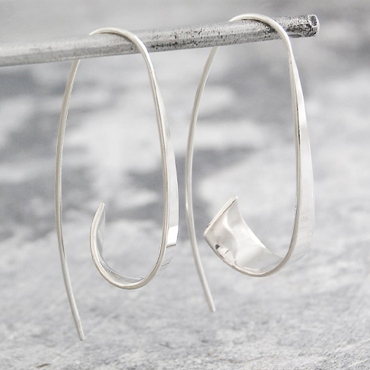 Asymmetric Detail Silvery White Alloy Earrings