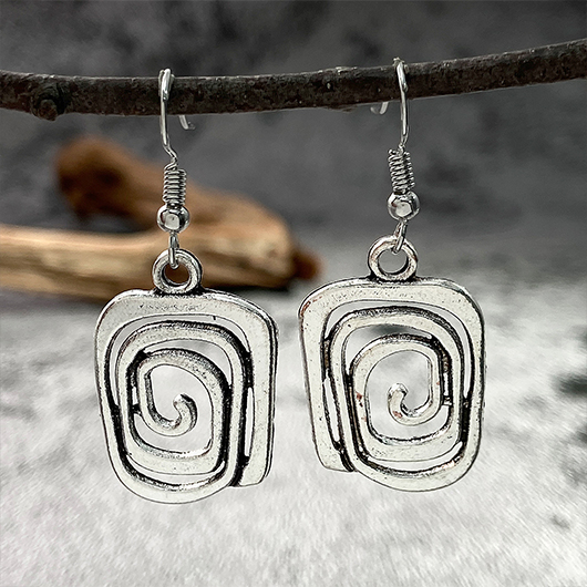 Silver Geometric Square Design Alloy Earrings | picture 