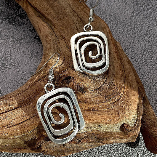 Silver Geometric Square Design Alloy Earrings | picture 