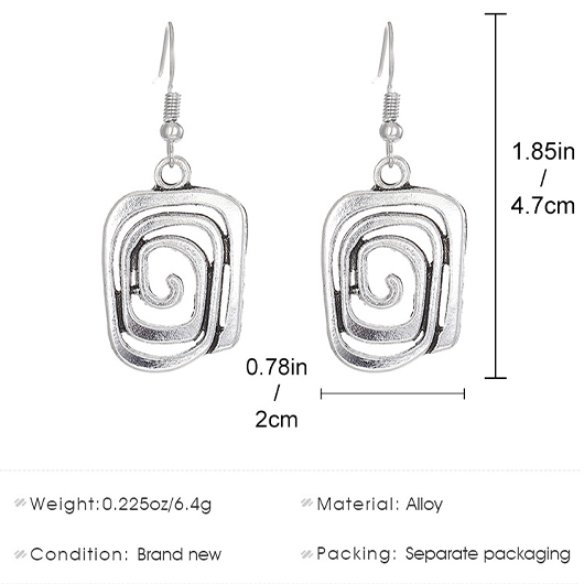 Silver Geometric Square Design Alloy Earrings
