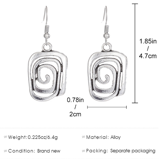 Silver Geometric Square Design Alloy Earrings | picture 