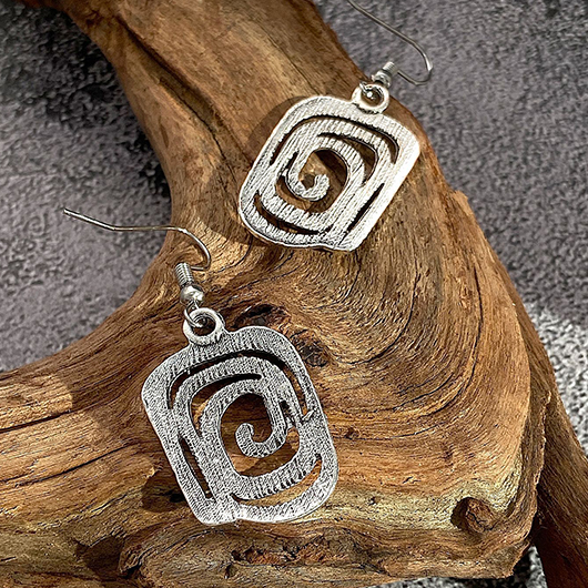 Silver Geometric Square Design Alloy Earrings | picture 