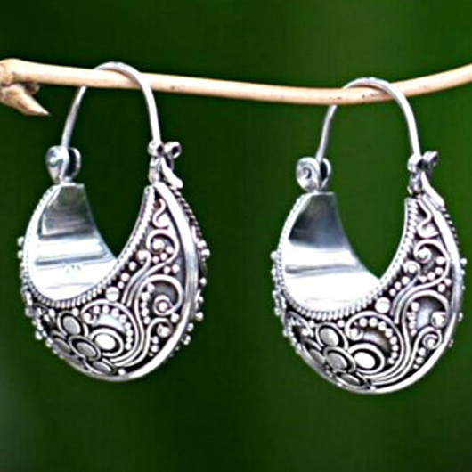 Silver Alloy Retro Tribal Design Earrings