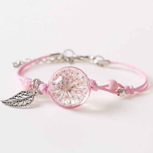 Alloy Detail Pink Round Design Bracelet