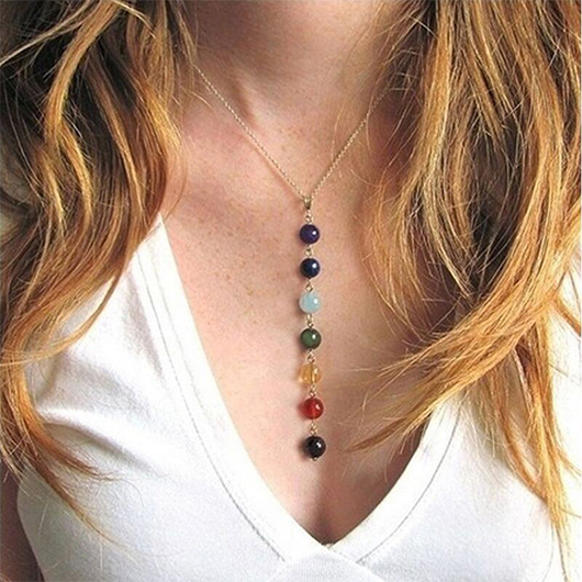 Multi Color Round Alloy Detail Necklace