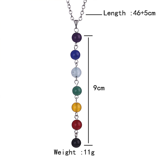 Multi Color Round Alloy Detail Necklace