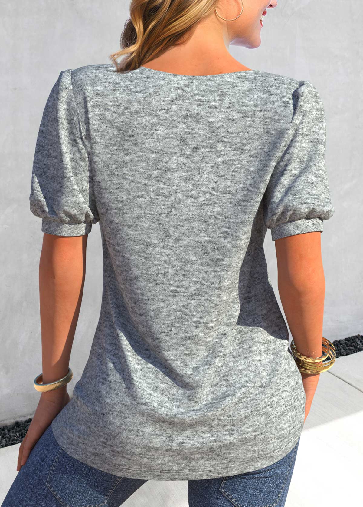 Light Grey Asymmetry Short Sleeve T Shirt