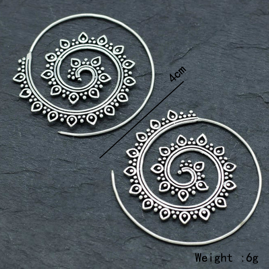 Alloy Detail Geometric Design Silvery White Earrings