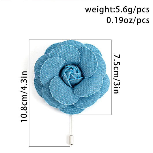 Dusty Blue Rose Stereoscopic Flowers Design Brooch
