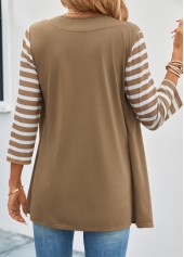 Dark Camel Fake 2in1 Striped T Shirt | thumb picture 