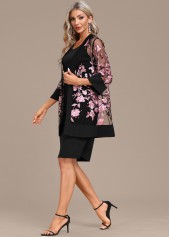 Embroidery Black Two Piece Shift Dress and Cardigan | thumb picture 