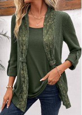 Olive Green Fake 2in1 Long Sleeve T Shirt | thumb picture 