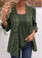 Olive Green Fake 2in1 Long Sleeve T Shirt | thumb picture 