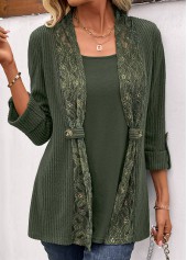 Olive Green Fake 2in1 Long Sleeve T Shirt | thumb picture 