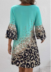 Cyan Printed Non-sequined Leopard Shift Dress | thumb picture 