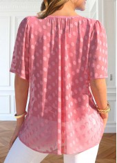 Peach Red Layered Short Sleeve Round Neck Blouse | thumb picture 